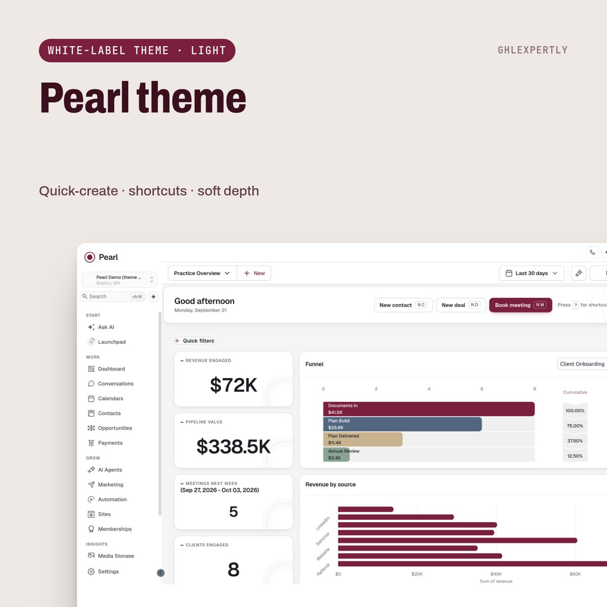 Pearl Theme — GoHighLevel theme by GHLExpertly