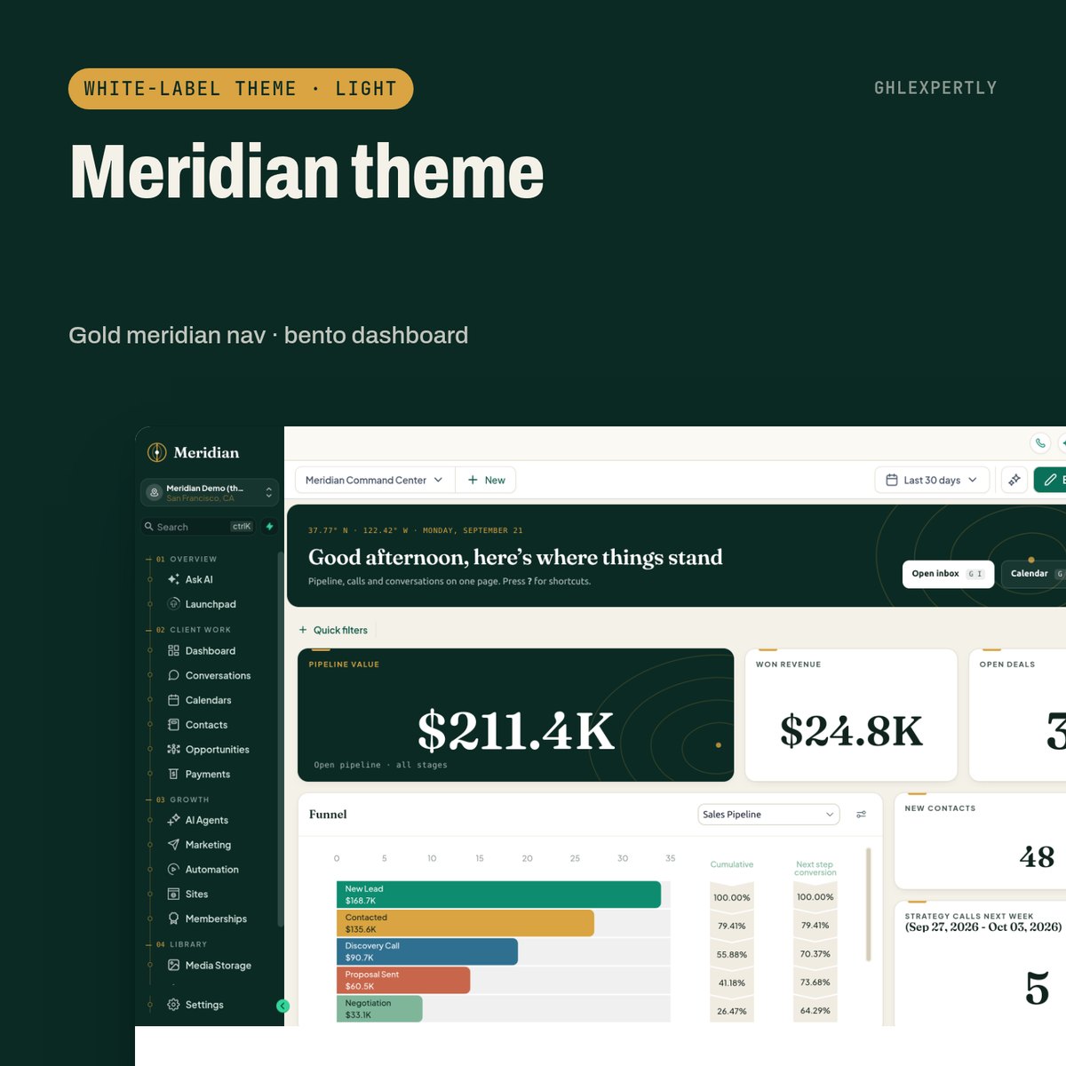 Meridian Theme — GoHighLevel theme by GHLExpertly