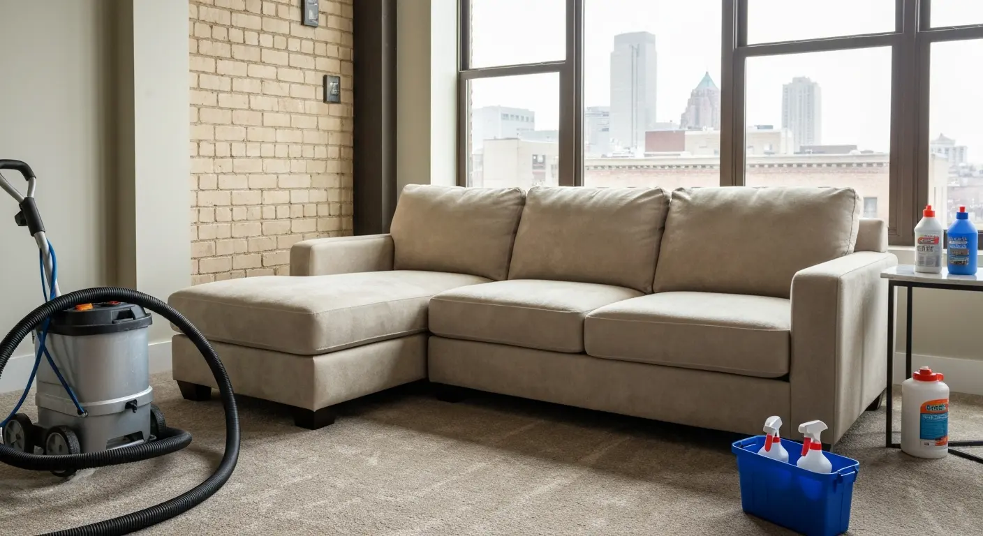 Upholstery cleaning on couch