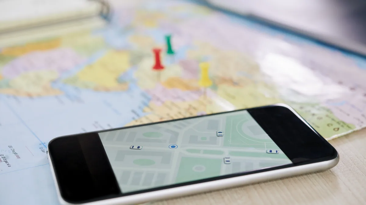 Smartphone displaying a map for local navigation.