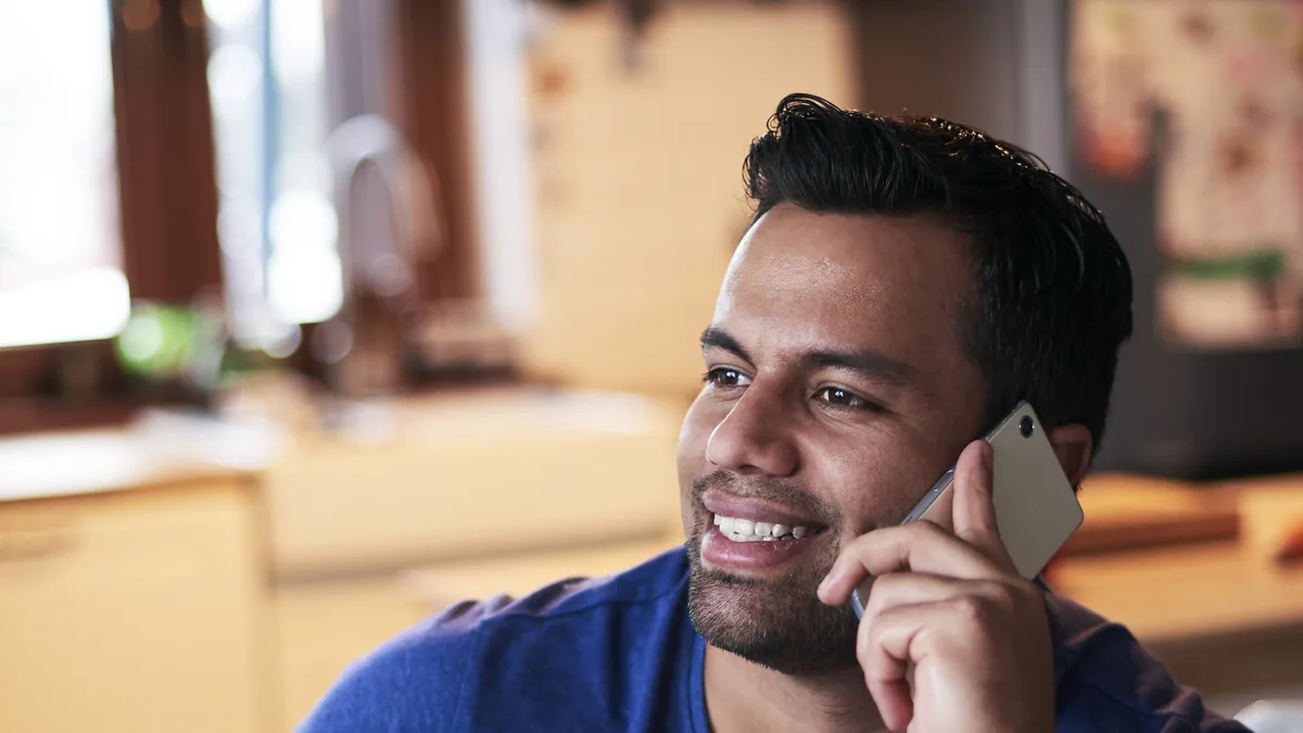 Man having a phone conversation.