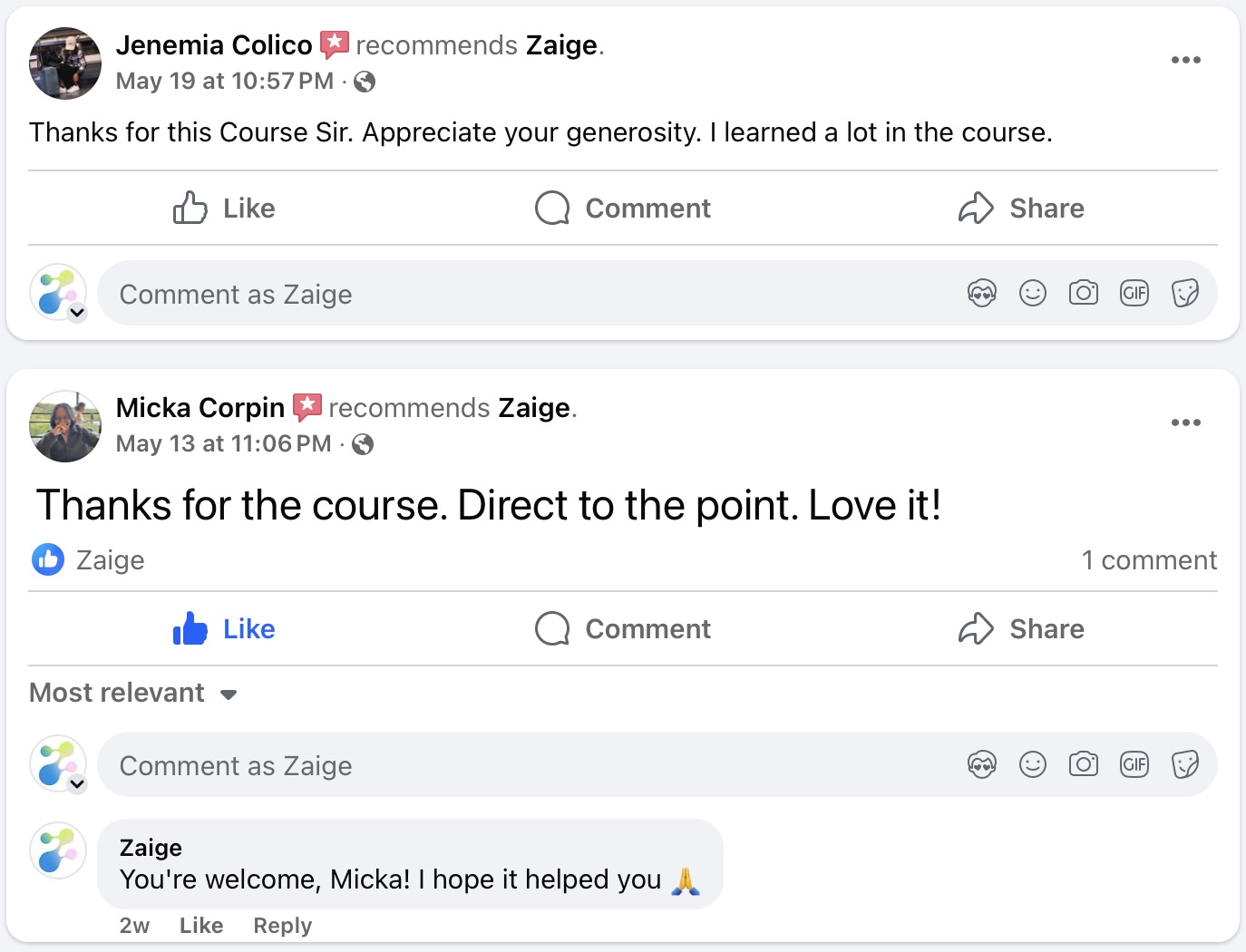 Zaige student written review 1
