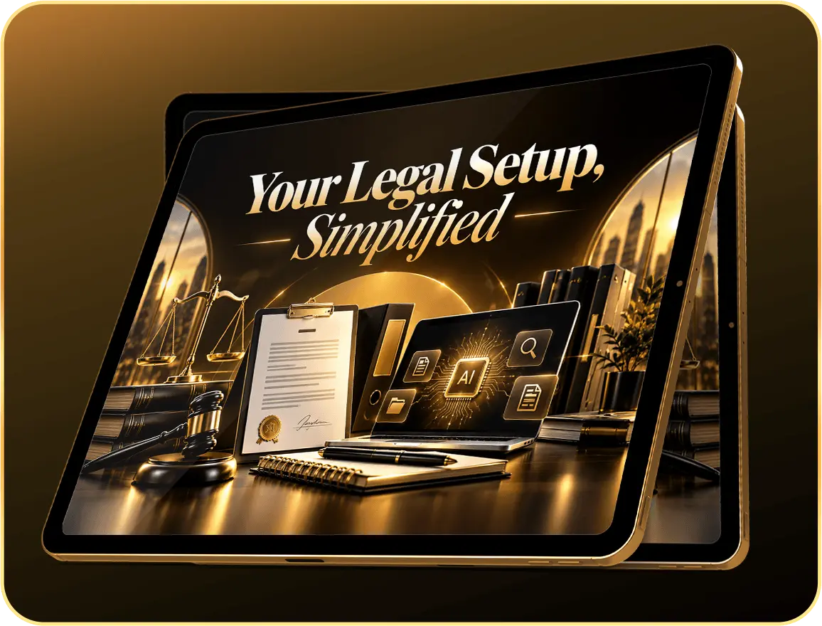 Your Legal Setup, Simplified lesson shown on a tablet