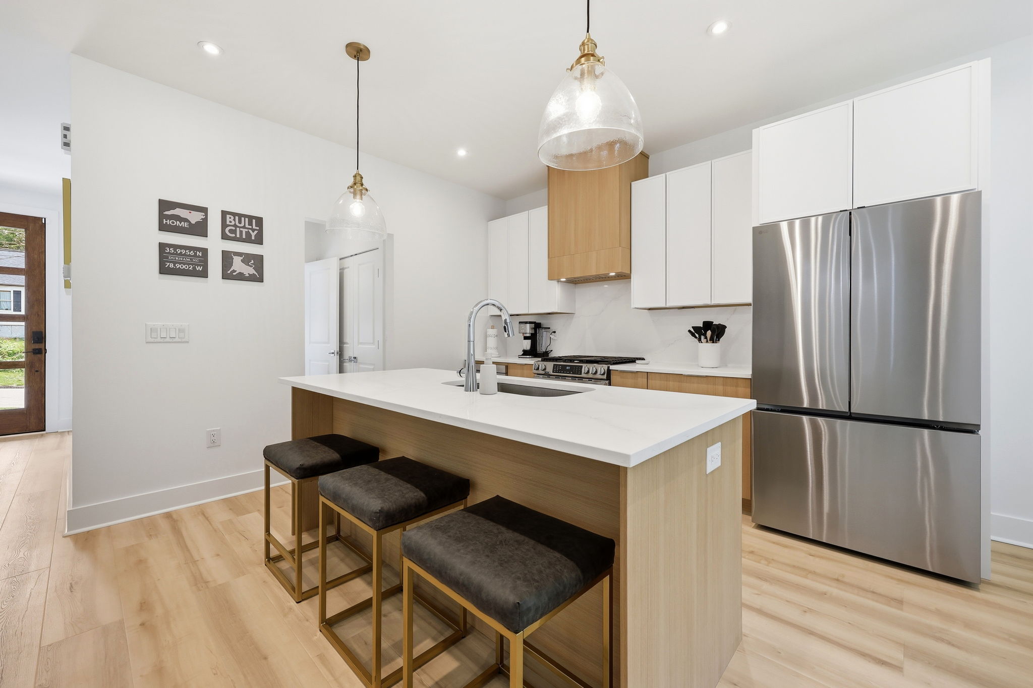 Bright kitchen with island seating