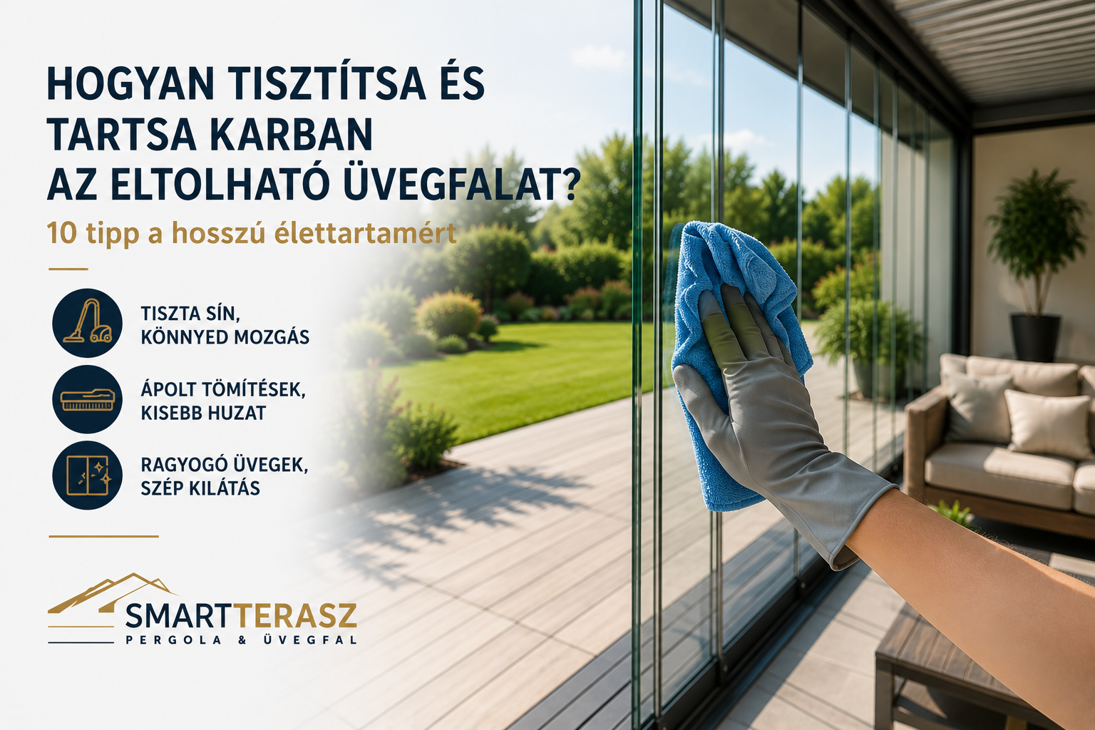 Hogyan tisztítsa és tartsa karban az eltolható üvegfalat? – 10 tipp a hosszú élettartamért