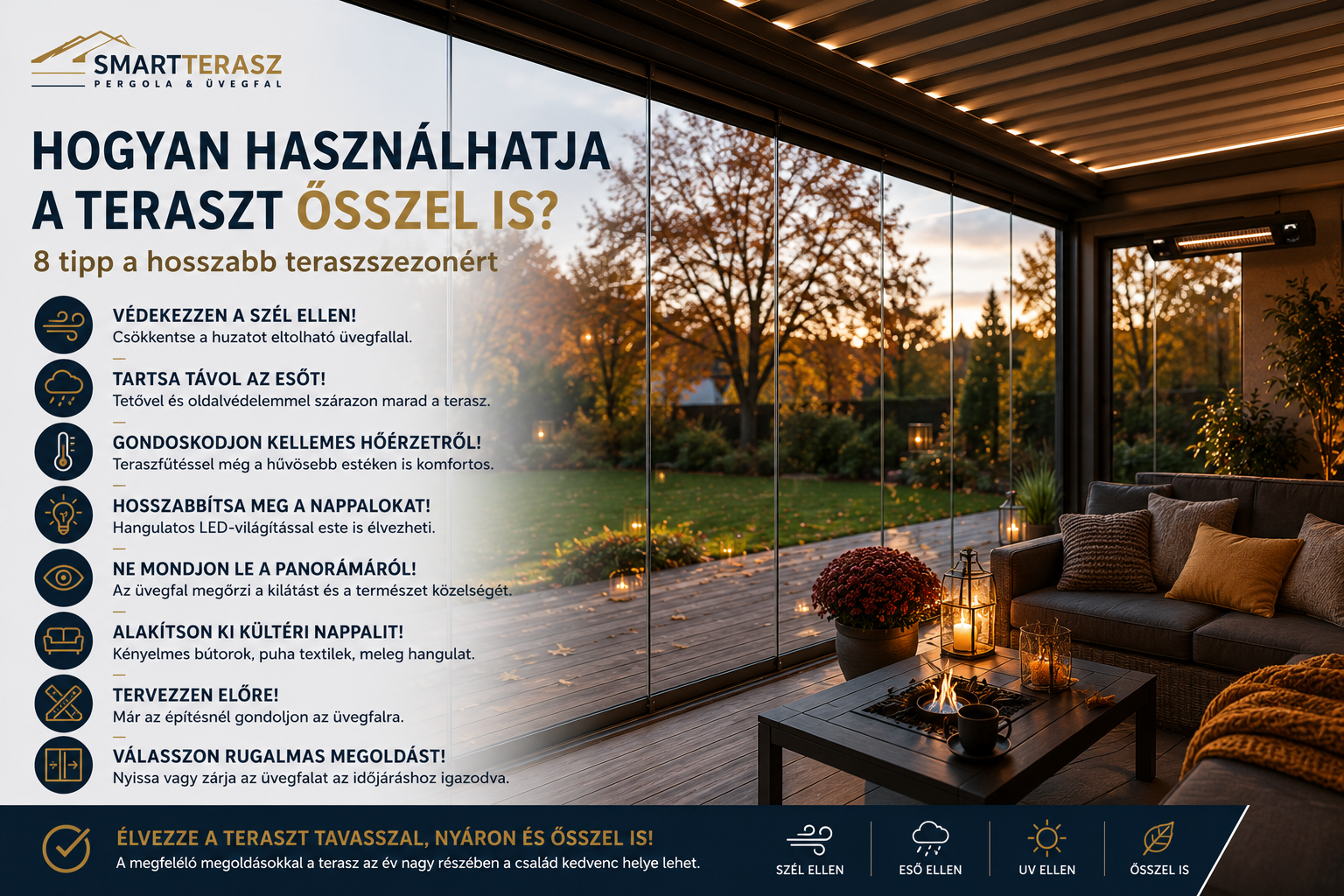 Hogyan használhatja a teraszt ősszel is? – 8 praktikus ötlet a hűvösebb hónapokra