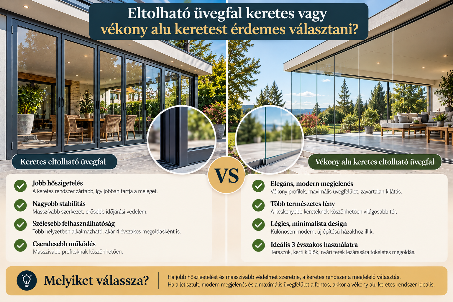 Keretes vagy keret nélküli üvegfal? Így döntsön jól