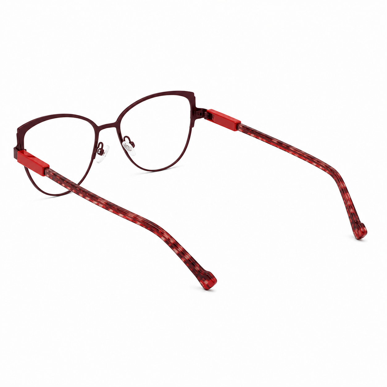 TS-02 C2 · vista diagonal izquierda · Tonos vino y rojo · Thalia Sodi Eyewear
