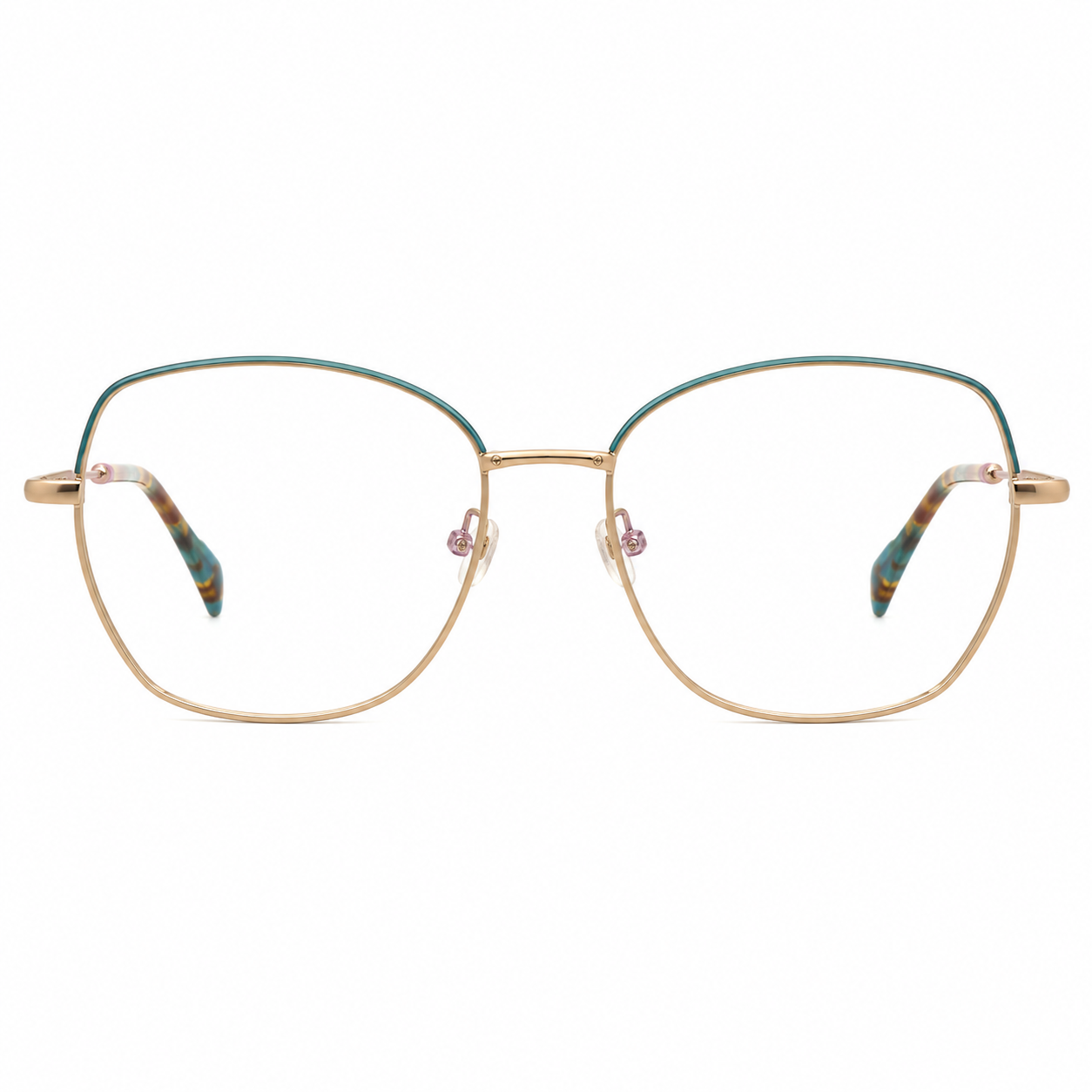 TS-04 C2 · vista frontal · Tonos cobre y turquesa · Thalia Sodi Eyewear