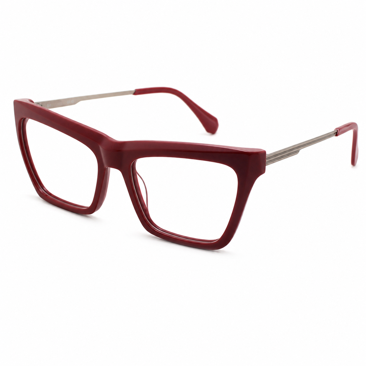 TS-06 C2 · vista diagonal derecha · Tonos vino y rojo · Thalia Sodi Eyewear