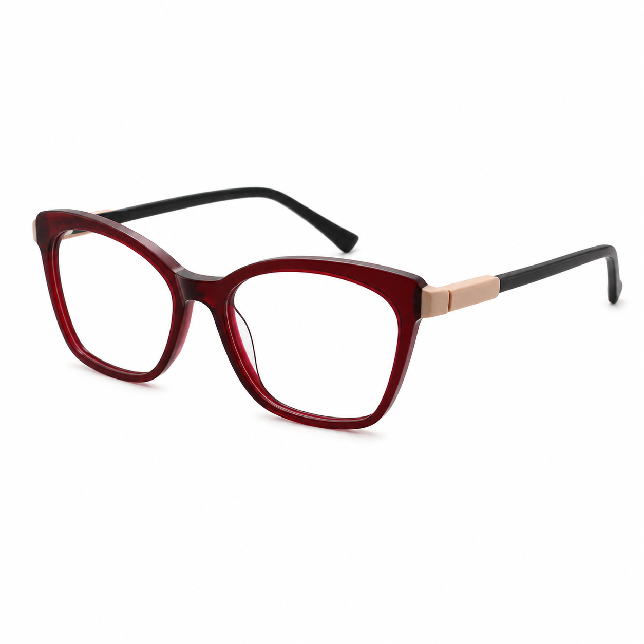TS-08 C2 · vista diagonal derecha · Tonos vino y rojo · Thalia Sodi Eyewear
