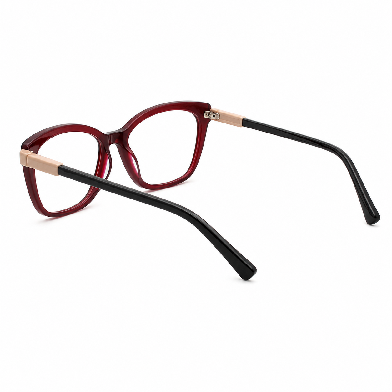 TS-08 C2 · vista diagonal izquierda · Tonos vino y rojo · Thalia Sodi Eyewear