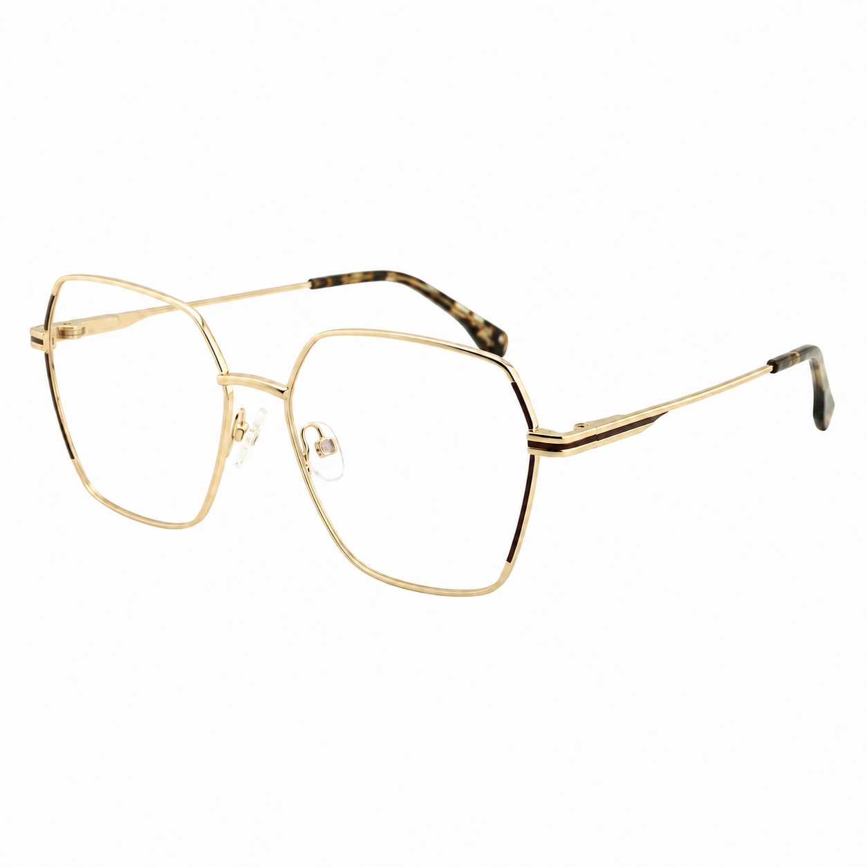 TS-16 C2 · vista diagonal derecha · Tonos cobre y negro · Thalia Sodi Eyewear