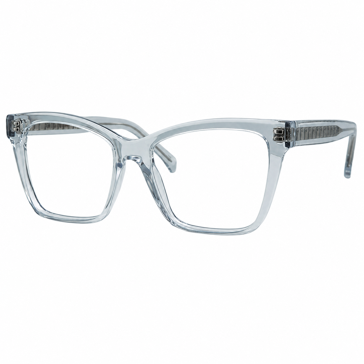TS-19 C2 · vista diagonal derecha · Tonos gris claro y gris · Thalia Sodi Eyewear