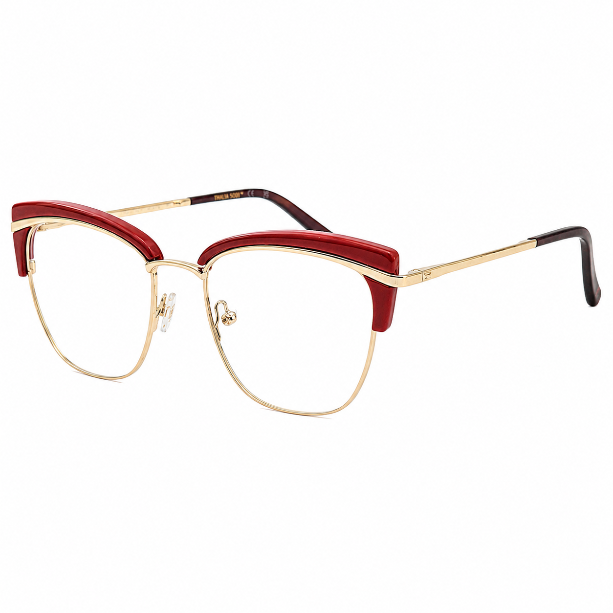 TS-23 C3 · vista diagonal derecha · Tonos vino y cobre · Thalia Sodi Eyewear