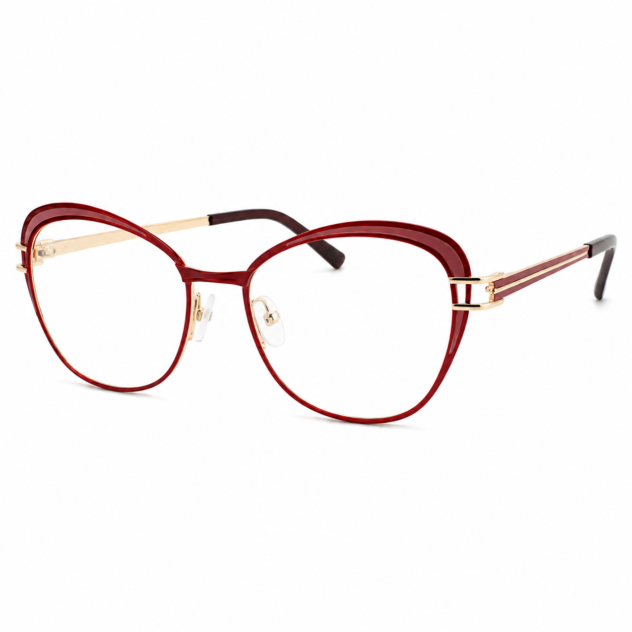 TS-28 C3 · vista diagonal derecha · Tonos rojo y vino · Thalia Sodi Eyewear