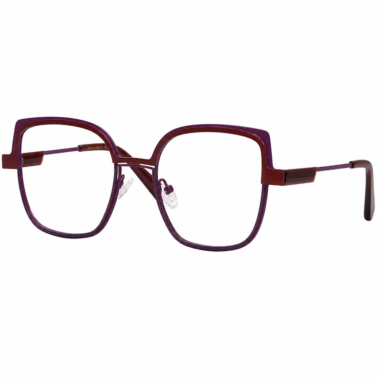 TS-37 C2 · vista diagonal derecha · Tonos vino y rojo · Thalia Sodi Eyewear