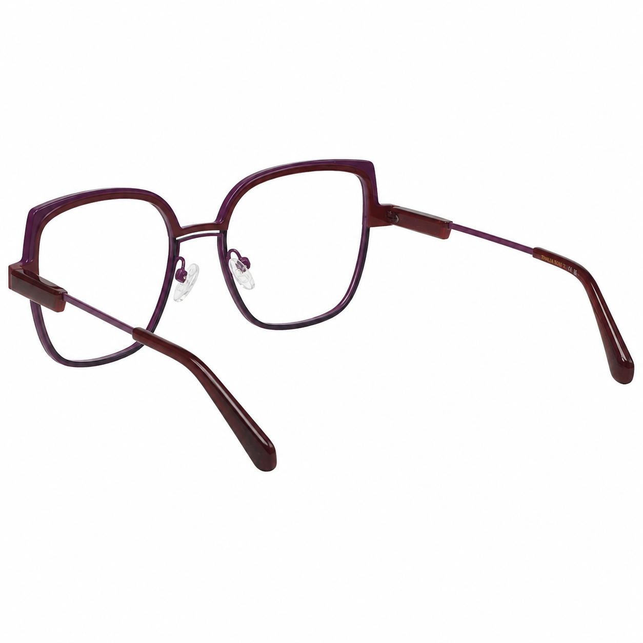 TS-37 C2 · vista diagonal izquierda · Tonos vino y rojo · Thalia Sodi Eyewear