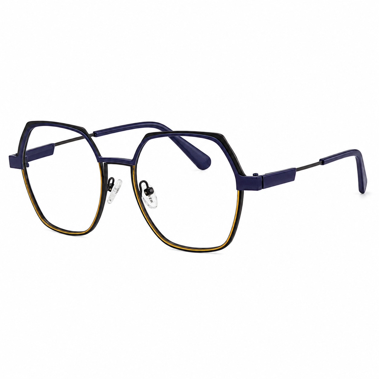 TS-38 C2 · vista diagonal derecha · Tonos azul y dorado · Thalia Sodi Eyewear
