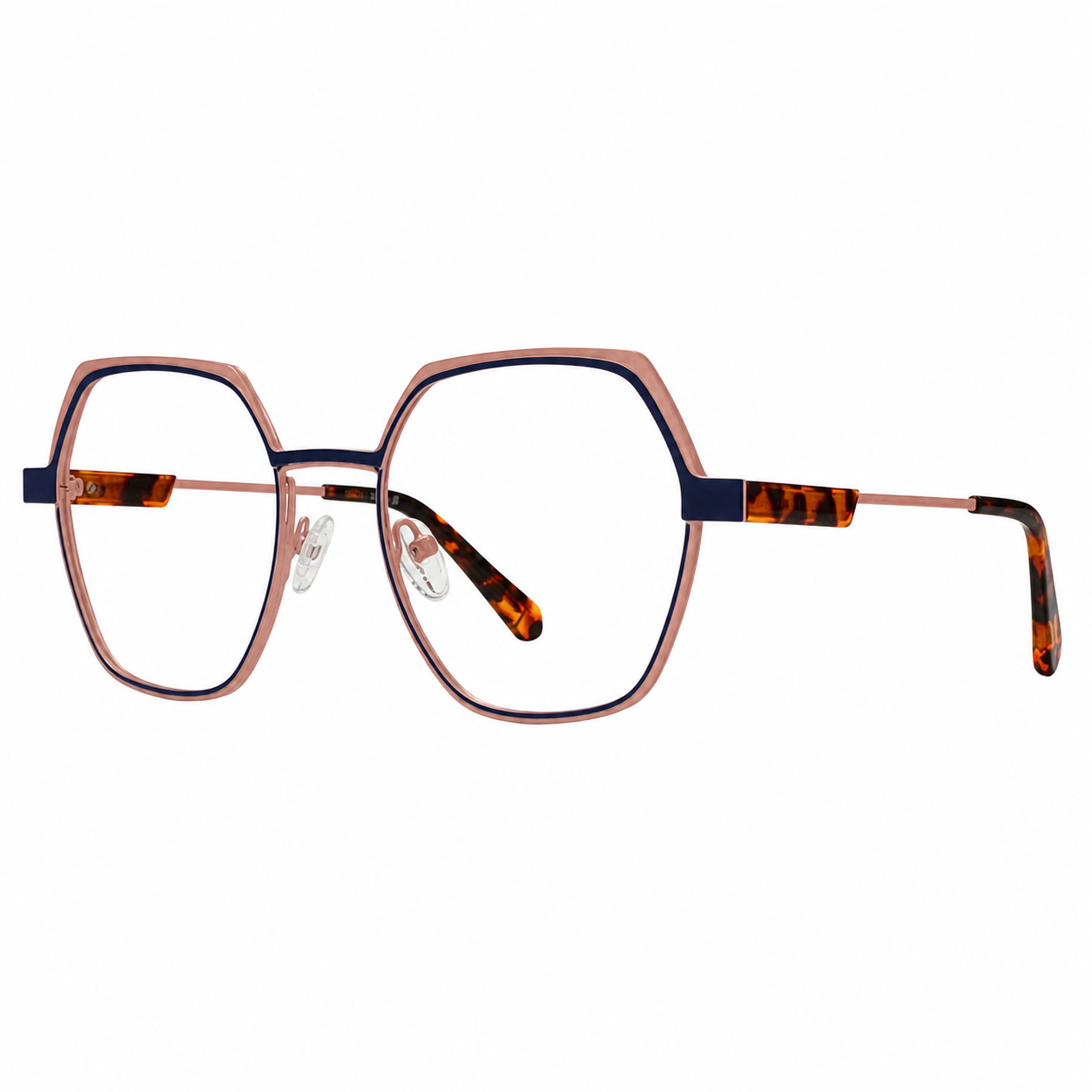 TS-38 C3 · vista diagonal derecha · Tonos azul y rojo · Thalia Sodi Eyewear