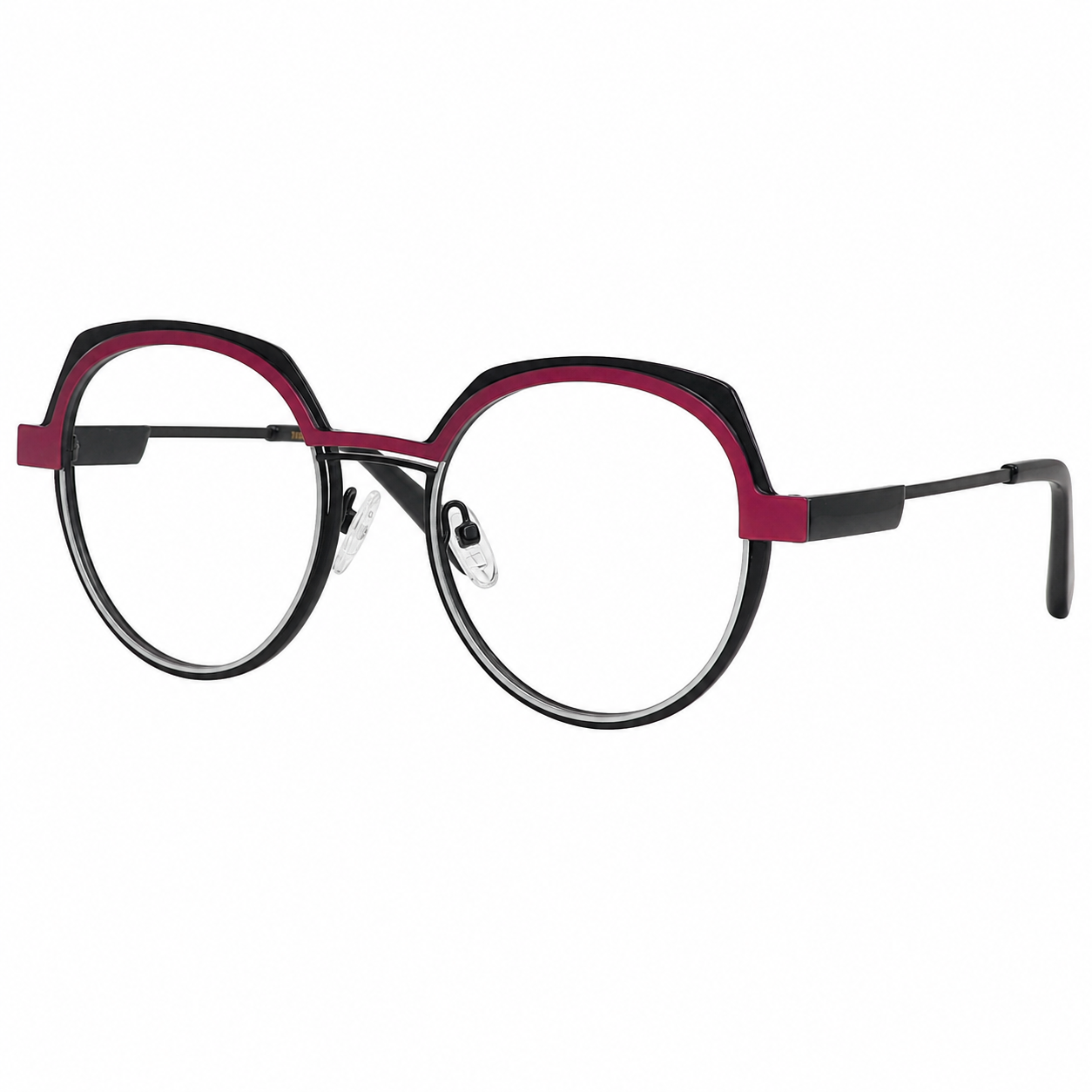 TS-39 C3 · vista diagonal derecha · Tonos negro y rojo · Thalia Sodi Eyewear