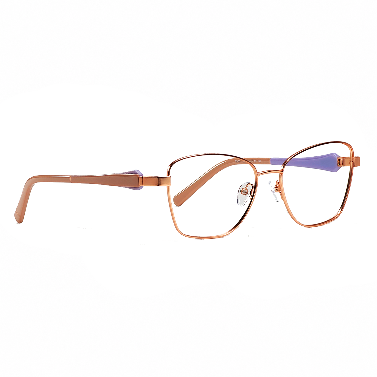 TS-33 C3 · vista diagonal izquierda · Rosa dorado / Melocotón translúcido · Thalia Sodi Eyewear