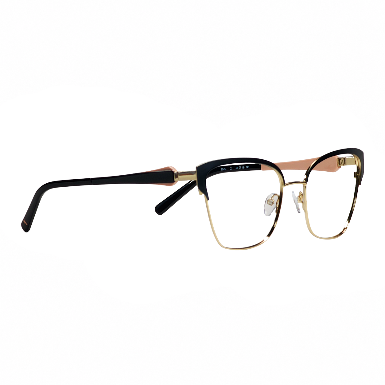 TS-34 C2 · vista diagonal izquierda · Negro / Rosa · Thalia Sodi Eyewear
