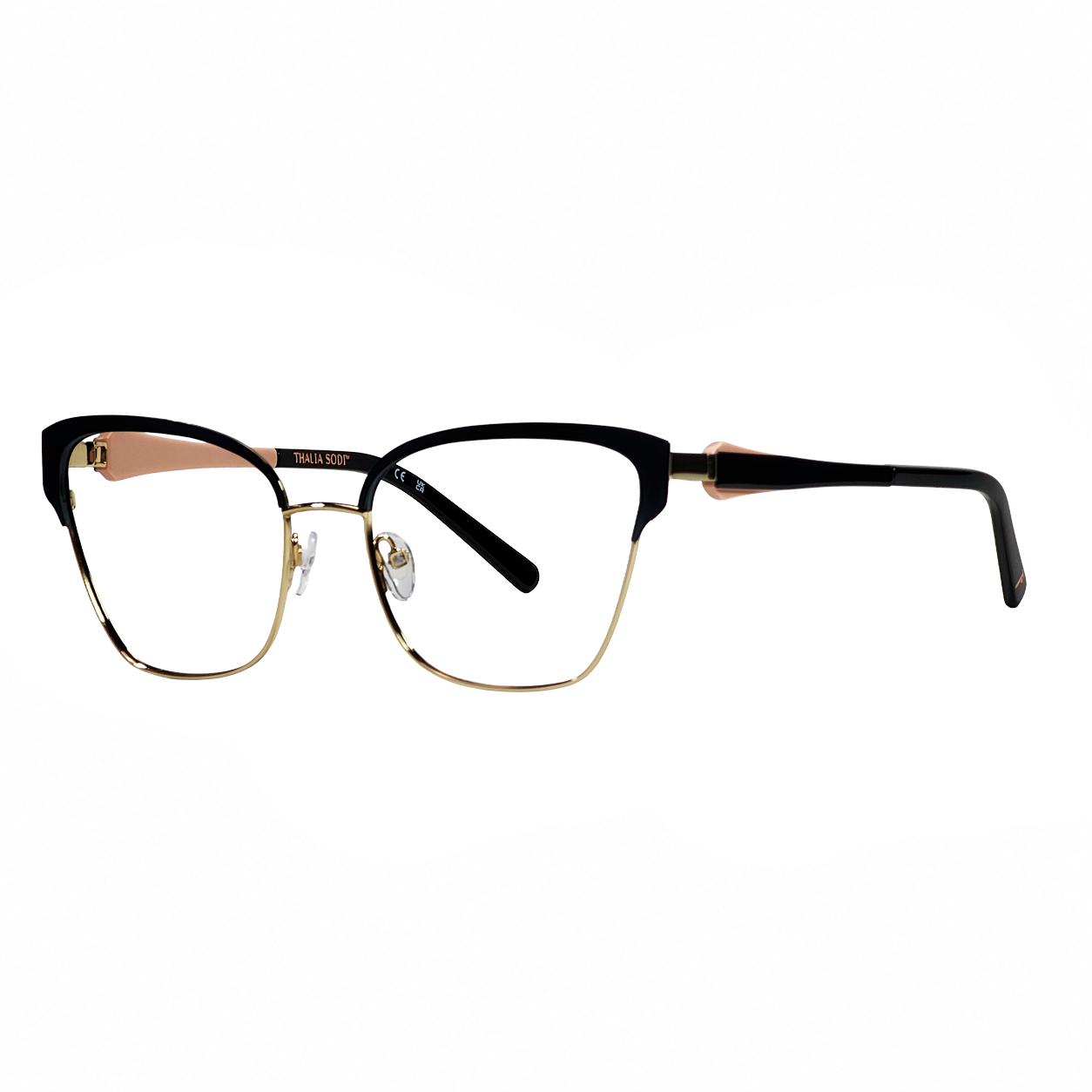 TS-34 C2 · vista diagonal derecha · Negro / Rosa · Thalia Sodi Eyewear