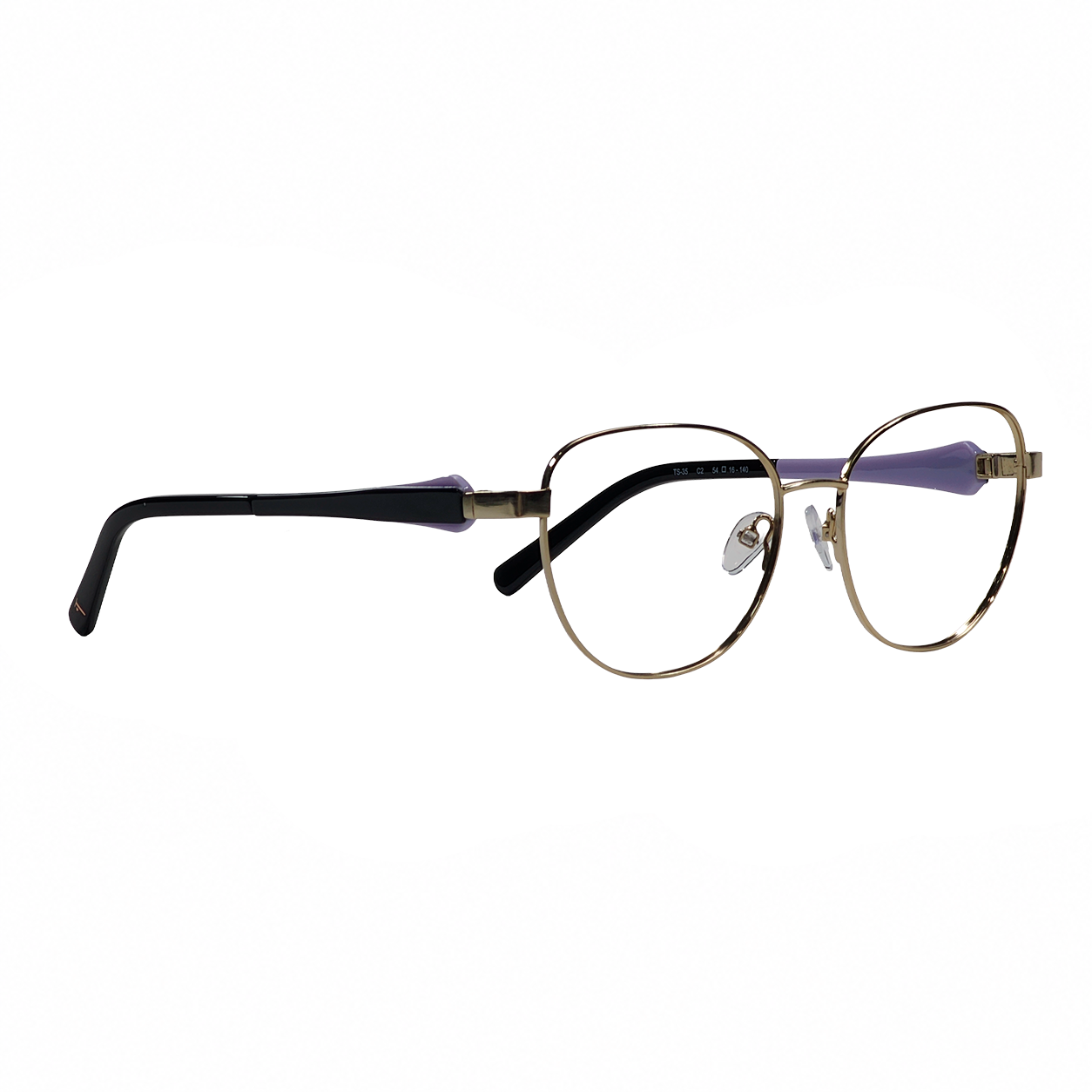 TS-35 C2 · vista diagonal izquierda · Dorado / Negro / Lila · Thalia Sodi Eyewear