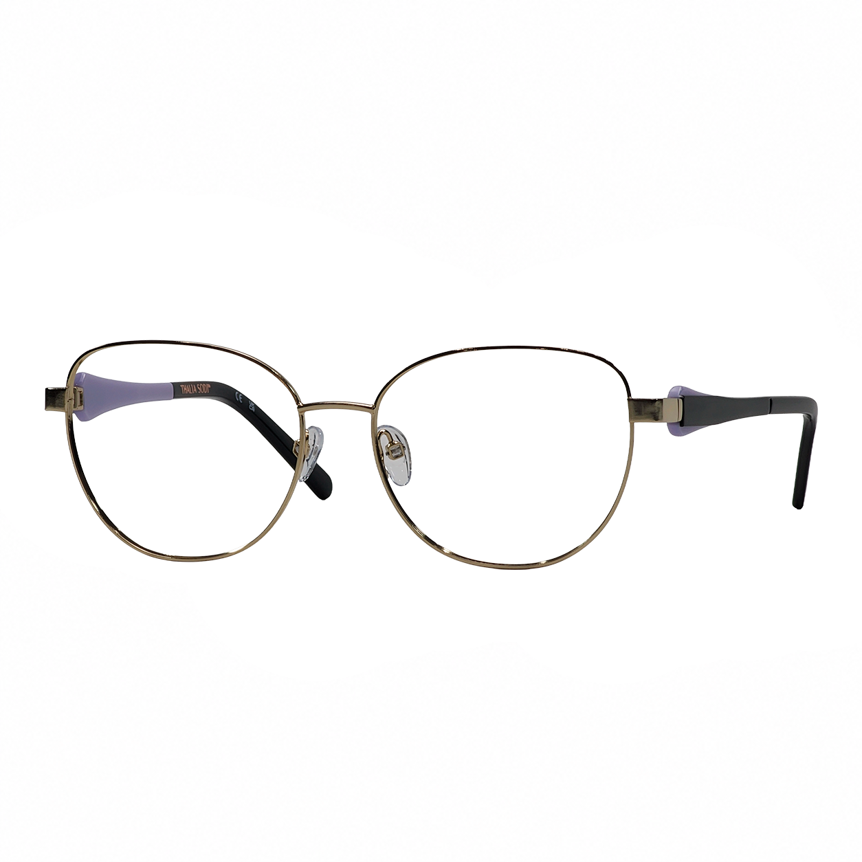 TS-35 C2 · vista diagonal derecha · Dorado / Negro / Lila · Thalia Sodi Eyewear
