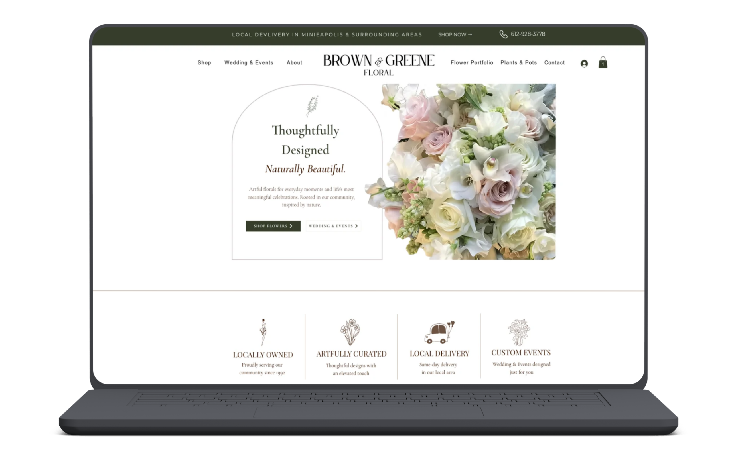 Brown & Greene Floral new website screenshot