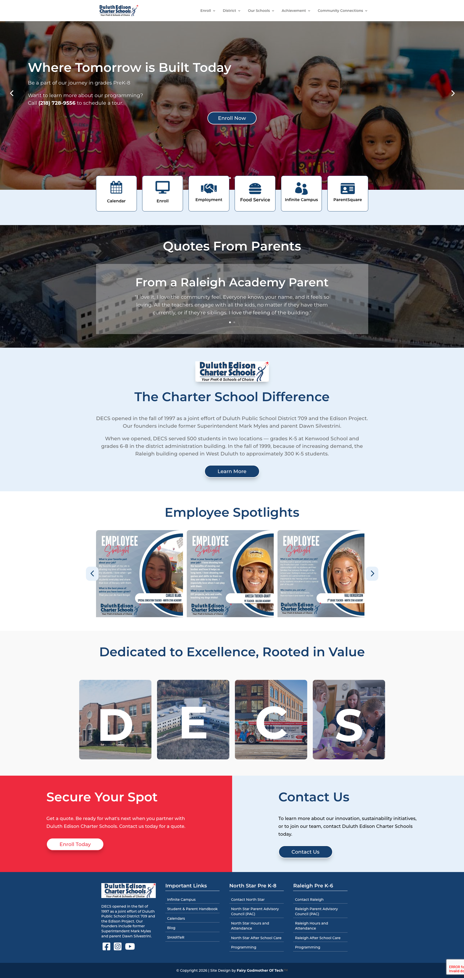Duluth Edison Charter Schools — After website redesign