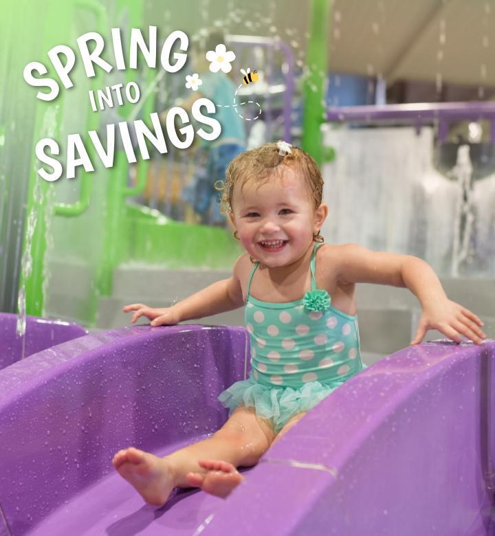 A toddler in the Chaos Water Park aquatic playground.