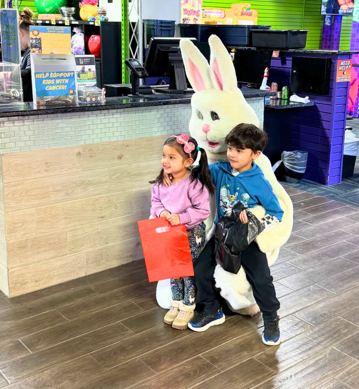 Kids with the Easter Bunny at Action City in Eau Claire, WI. Kids with the Easter Bunny at Action City in Eau Claire, WI.