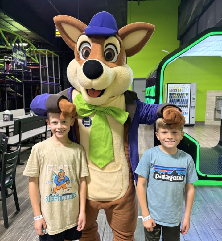 Metropolis Resort mascot, Splasharoo, at his birthday bash in Action City.