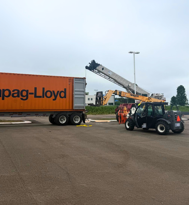 Spin coaster parts getting delivered to Action City. Spin coaster parts getting delivered to Action City.