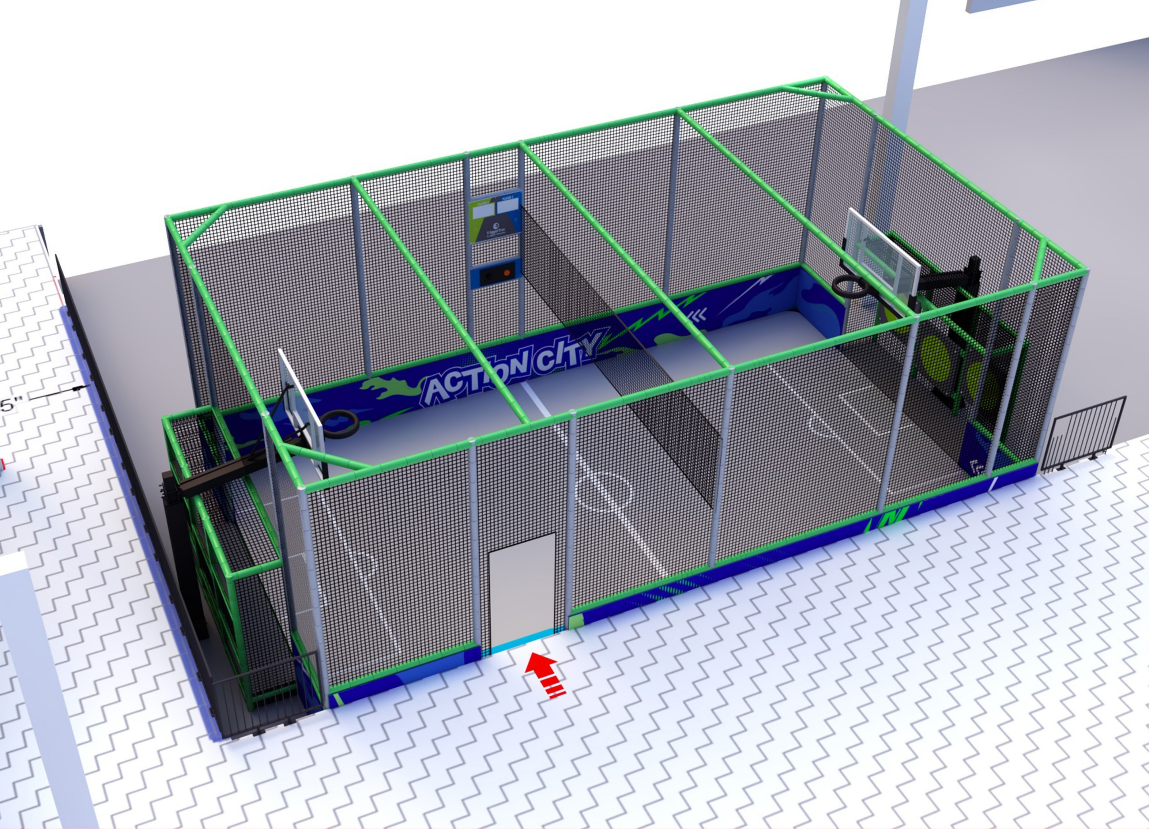 3D Drawing of new trampoline park sport court at Action City 3D Drawing of new trampoline park sport court at Action City
