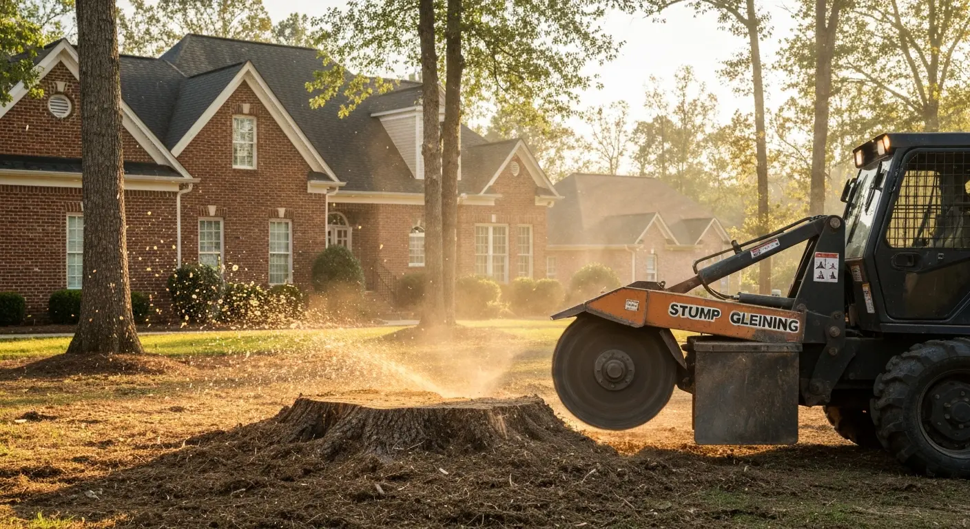 Stump grinding residential property