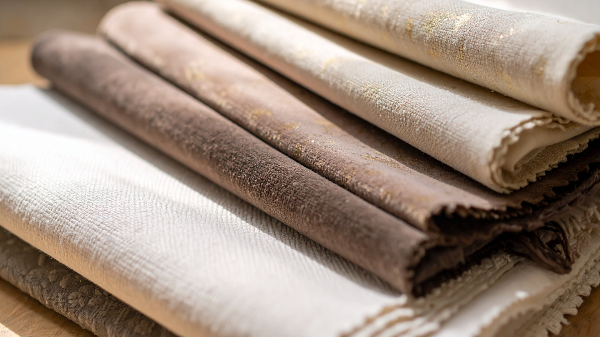 Stack of Neutral Colored Fabric