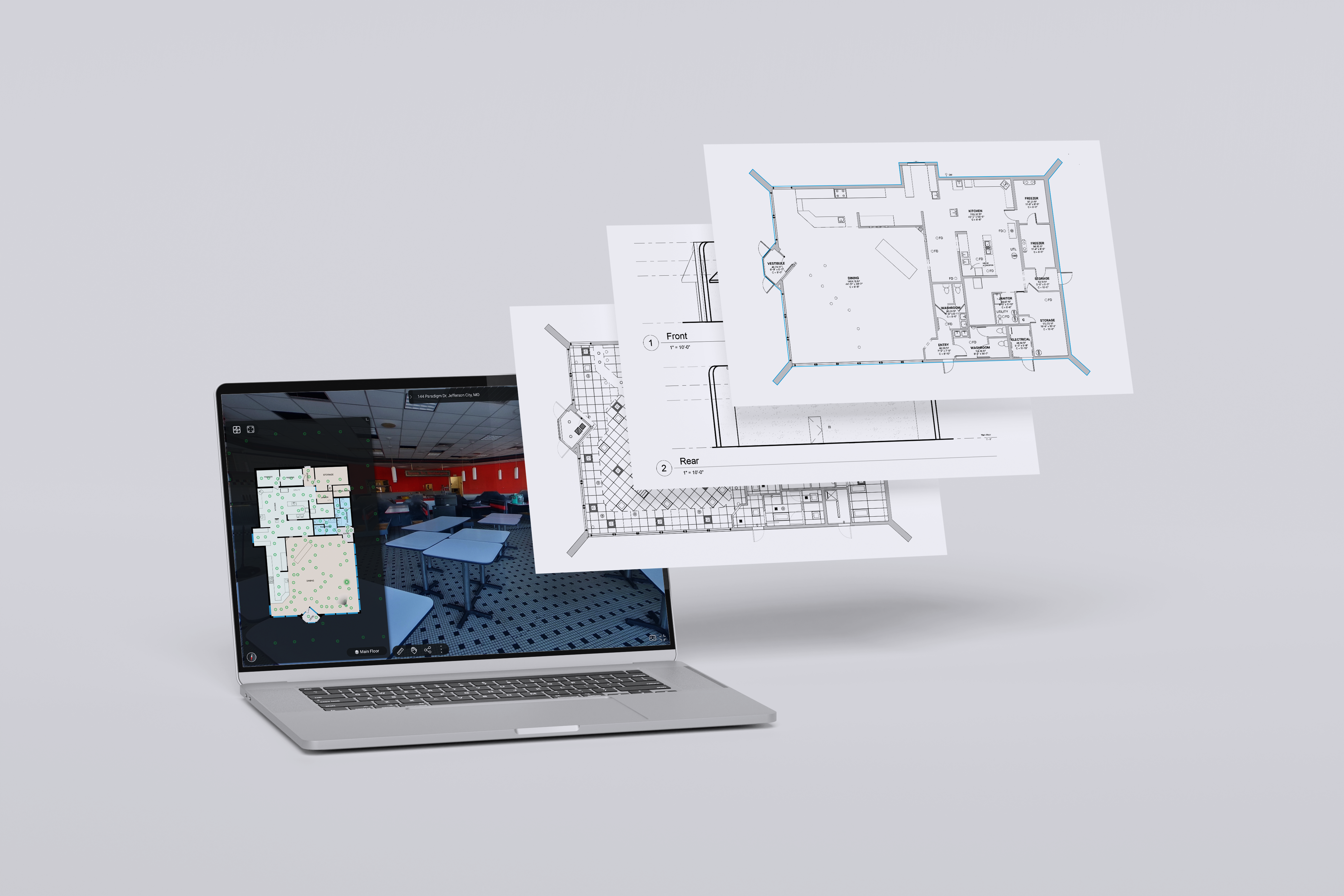 iGUIDE laptop with 3D tour and floor plan