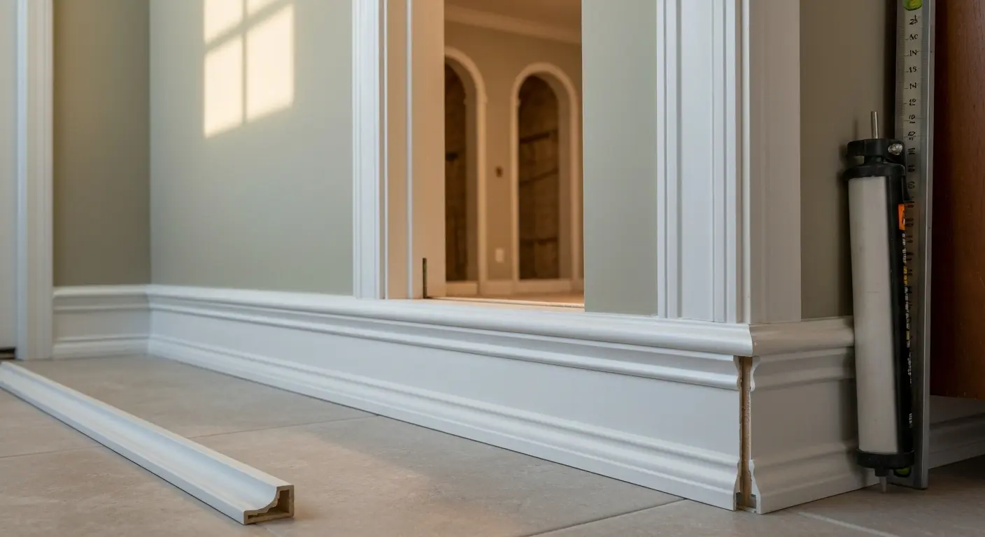Bathroom baseboards installation