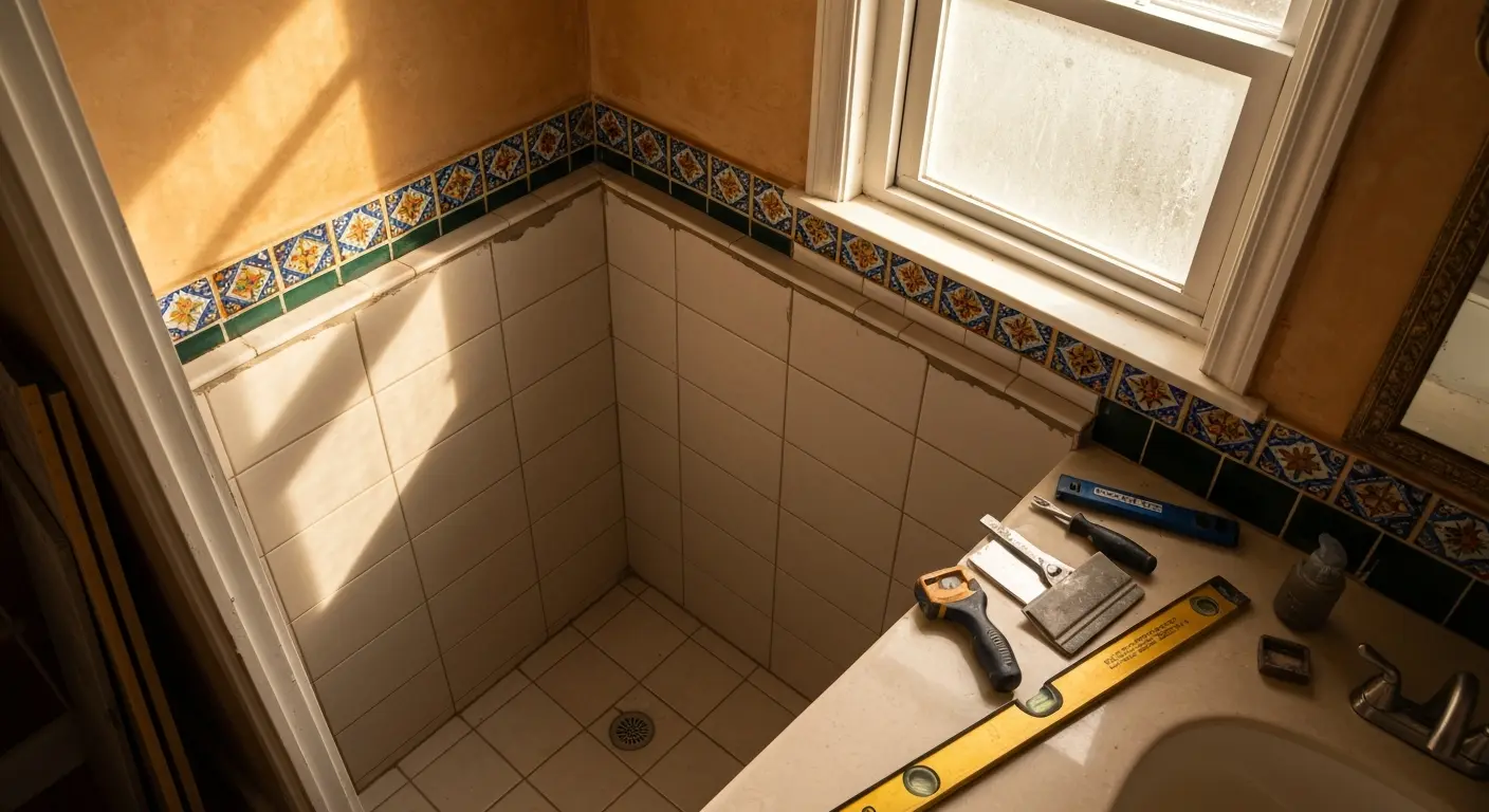 Shower tile installation in Little Havana bathroom