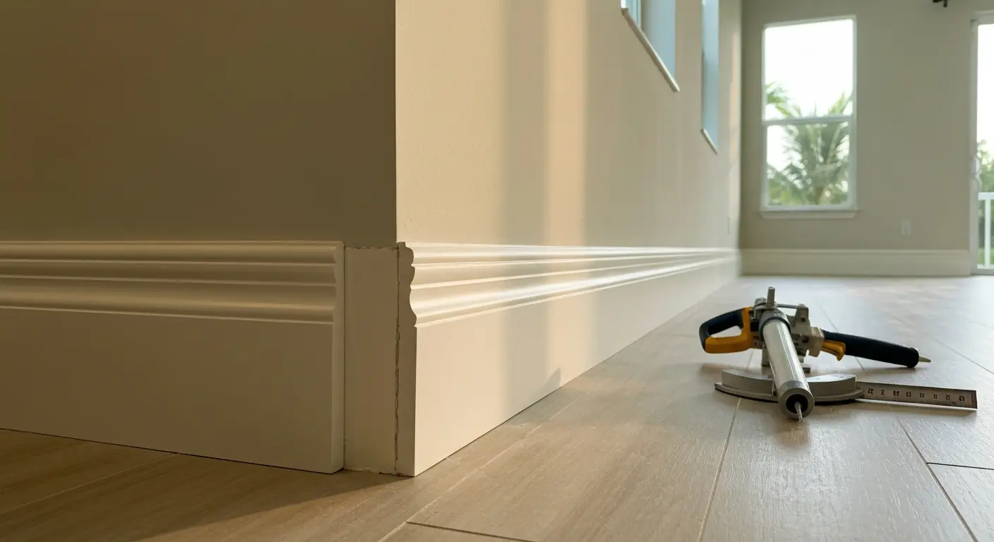 Living room baseboard installation