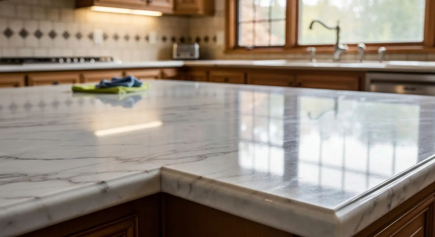 Polish and sealed stone countertop