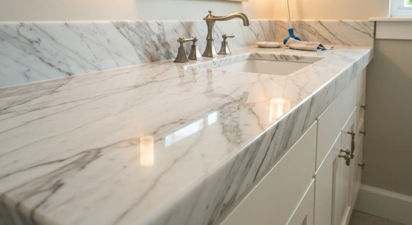 Marble vanity and stone countertop