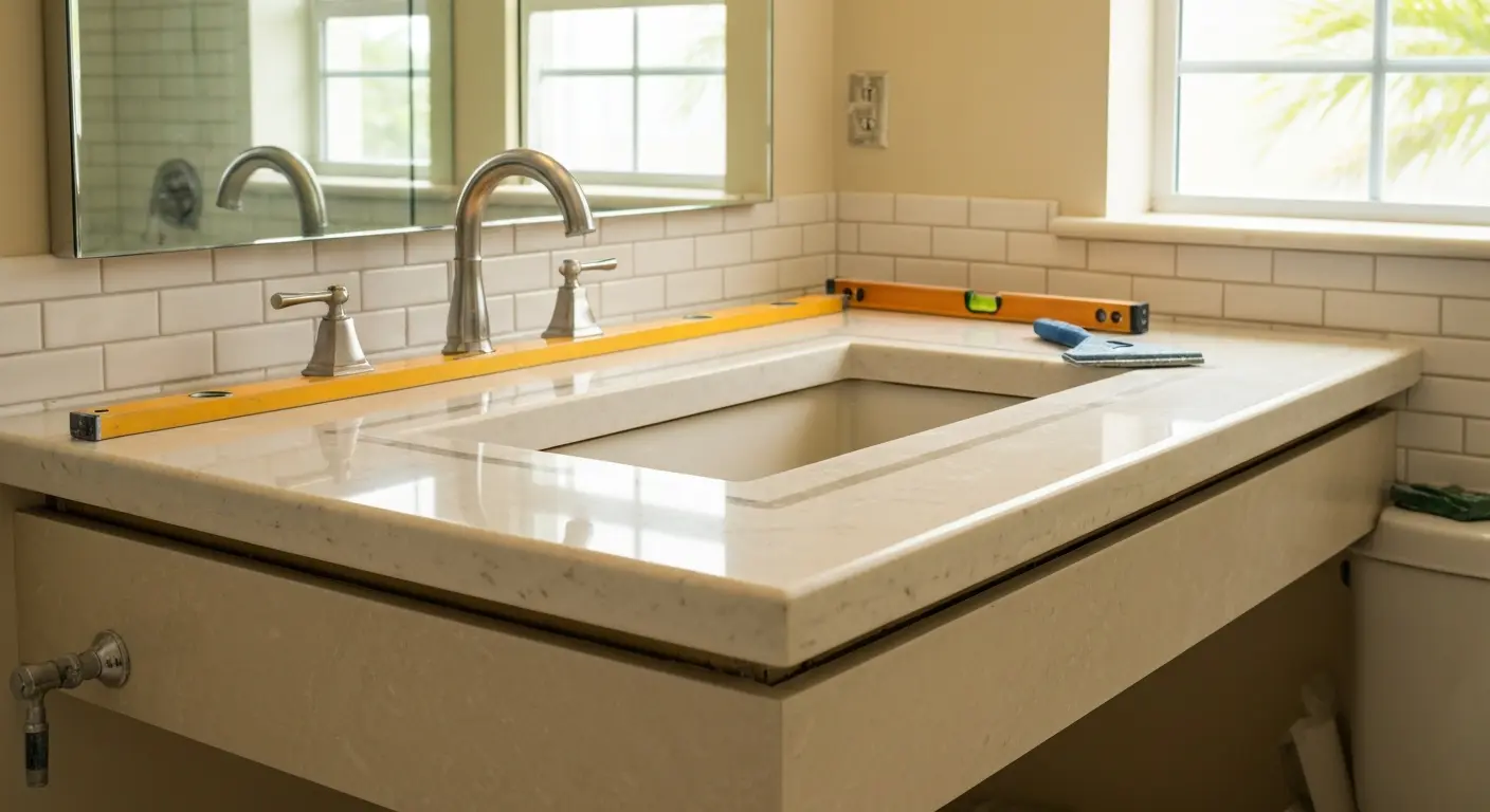 Bathroom vanity with stone countertops