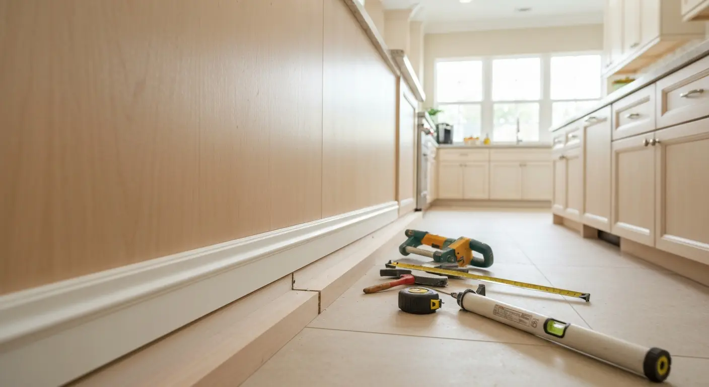 Kitchen baseboard trim installation