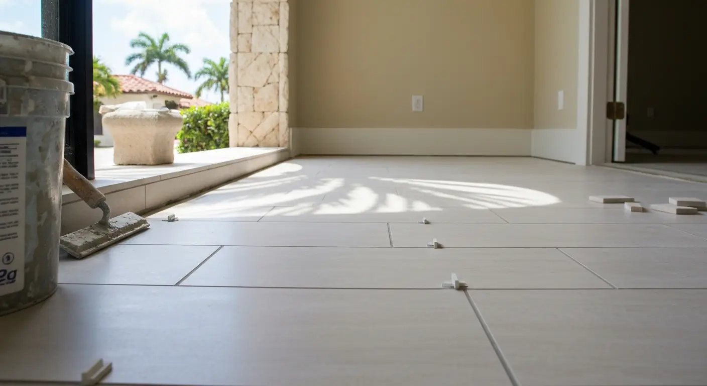 Tile flooring in entryway
