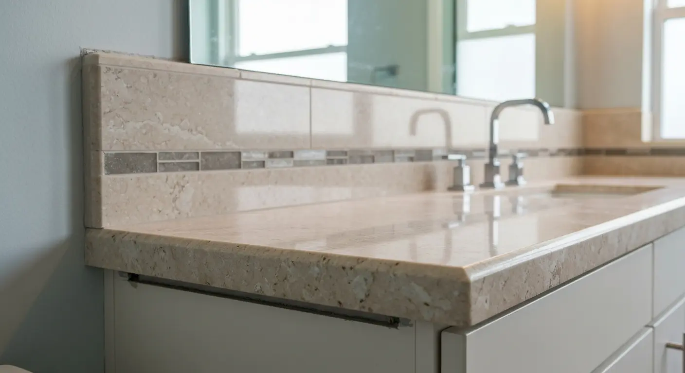 Bathroom vanity tile and countertop