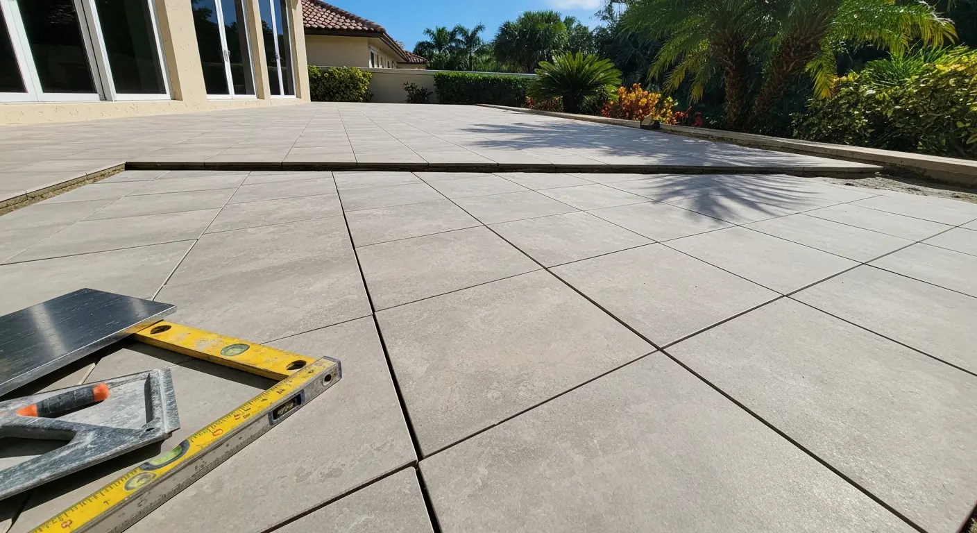 Patio tile installation